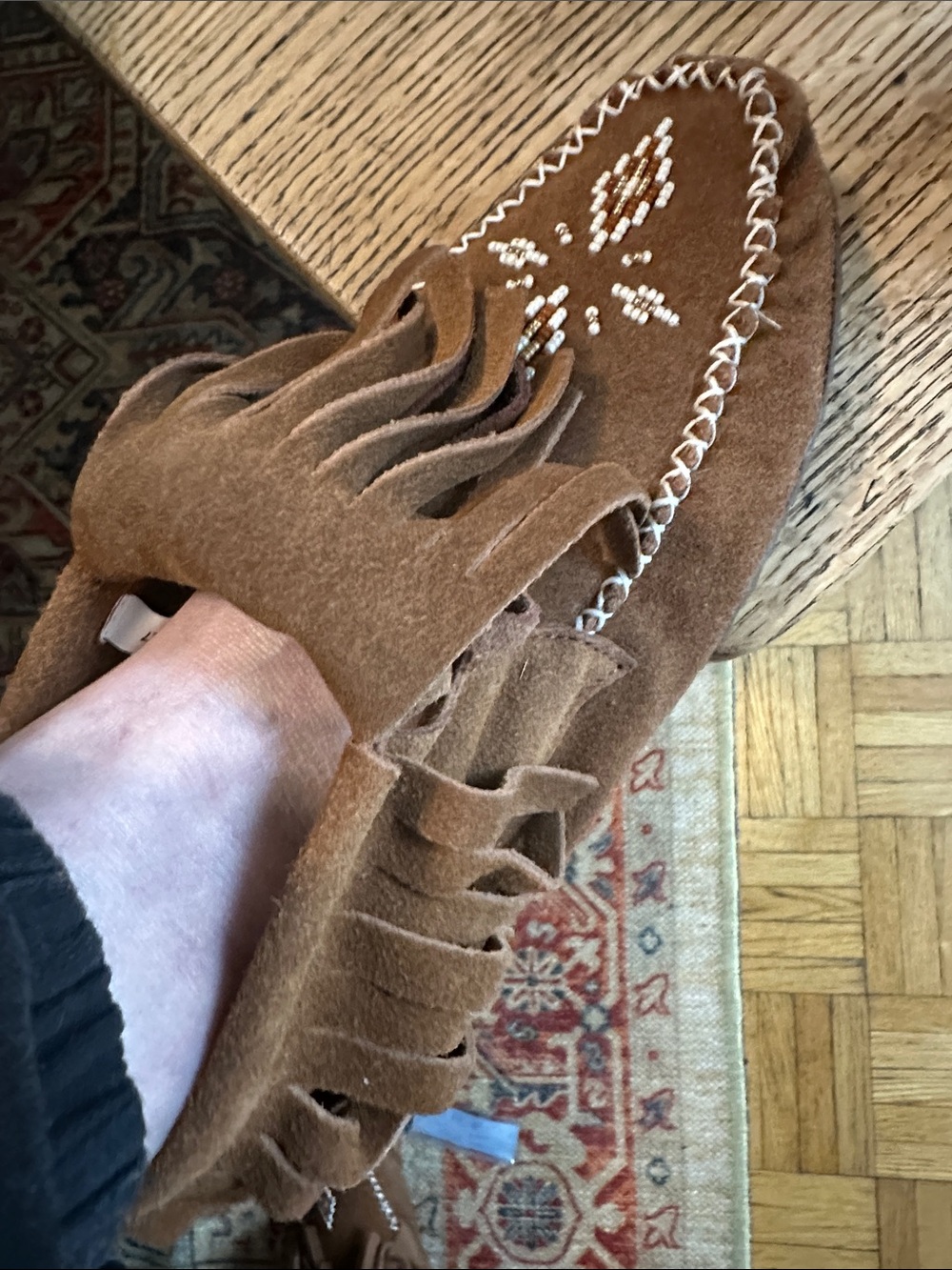 Women's Suede Fringe Moccasin Loafer - Brown